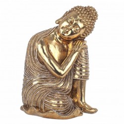 FIGURA BUDA ARRODILLADO RESINA DORADO ORIENTAL 22X9X33 CM.