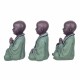 SET 3 FIGURAS MONJES SENTADOS MEDITANDO RESINA 11.50x9x17 CM.