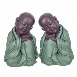 SET 2 FIGURAS MONJES ARRODILLADOS RESINA 20x19x28.50 CM.