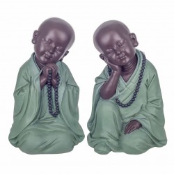 SET 2 FIGURAS MONJES ARRODILLADOS RESINA 13x12.50x21 CM.