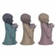 SET 3 FIGURAS BUDAS CON FLORES RESINA 7.2X7.20X13.50 CM.