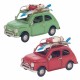 SET 2 FIGURAS COCHE CON TABLA SURF Y SALVAVIDAS METAL RETRO 15.50X7.50X9 CM.