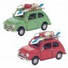 SET 2 FIGURAS COCHE CON TABLA SURF Y SALVAVIDAS METAL RETRO 15.50X7.50X9 CM.