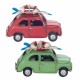SET 2 FIGURAS COCHE CON TABLA SURF Y SALVAVIDAS METAL RETRO 15.50X7.50X9 CM.