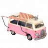 FIGURA AUTOCARAVANA ROSA METAL 27X18X16 CM.