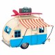 FIGURA CARAVANA TABLA SURF RETRO AZUL METAL 28X26X21 CM.