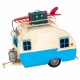 FIGURA CARAVANA TABLA SURF RETRO AZUL METAL 28X26X21 CM.