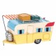FIGURA CARAVANA PLAYA VIAJE AMARILLA METAL RETRO 27X21.5X15.5 CM.