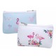 LOTE 10 NECESERES ELEGANTES RECTANGULARES CON CREMALLERA DE FLAMENCOS 19X13 CM.