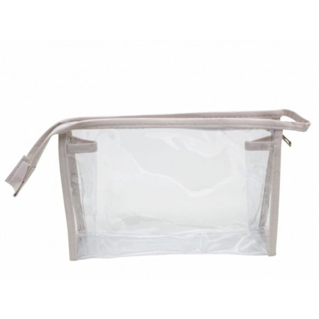 LOTE 20 NECESERES TRANSPARENTES CON CREMALLERA BLANCO 23X14.50 CM.