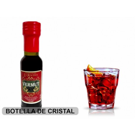 LOTE 12 BOTELLAS VERMUT ROJO LA RIVERA MINI CRISTAL 16 CM.