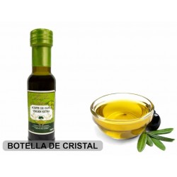 LOTE 8 BOTELLAS MINI DE ACEITE DE OLIVA VIRGEN EXTRA LA RIVERA CRISTAL 16 CM.