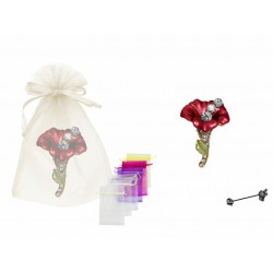 BROCHE DECORATIVO FLOR CON PERLAS EN BOLSA DE TULL LISA