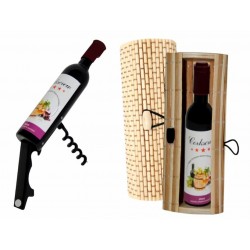 LOTE 10 ABREBOTELLAS SACACORCHOS BOTELLA DE VINO ABRIDORES EN CAJA MIMBRE 11.5X2.5 CM.