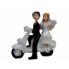 ELEGANTE FIGURA PARA TARTA DE BODAS PAREJA NOVIOS EN MOTO RESINA 17 CM.