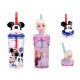 LOTE 3 VASOS CON CAÑA FIGURITA DISNEY 3D A ELEGIR 23 CM.