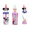 LOTE 3 VASOS CON CAÑA FIGURITA DISNEY 3D A ELEGIR 23 CM.