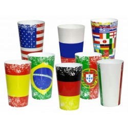 LOTE 15 VASOS SELECCIONES BANDERAS SURTIDOS O A ELEGIR 12 CM. 300 ML.