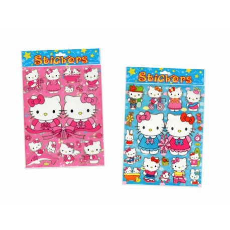 LOTE 25 HOJAS PEGATINAS STICKERS HELLO KITTY 19.5X25 CM.