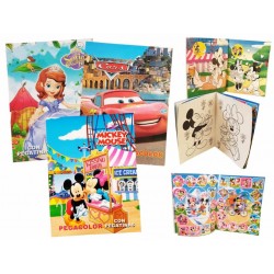 LOTE 20 LIBROS INFANTILES PARA COLOREAR CON PEGATINAS A ELEGIR O SURTIDOS 21X28 CM.