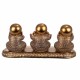 FIGURA TRES BUDAS NO VE NO HABLA NO OYE RESINA DORADO 24X11X11 CM.