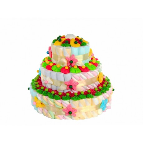 TARTA INFANTIL DECORATIVA DE GOLOSINAS SURTIDAS 3 BASES EN BOLSA CELOFÁN 1000 GR. APROX.