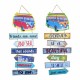 SET 2 ADORNOS COLGANTES PARED SURF FURGONETA FRASES MOTIVACIÓN MADERA 30X0.90x65 CM.