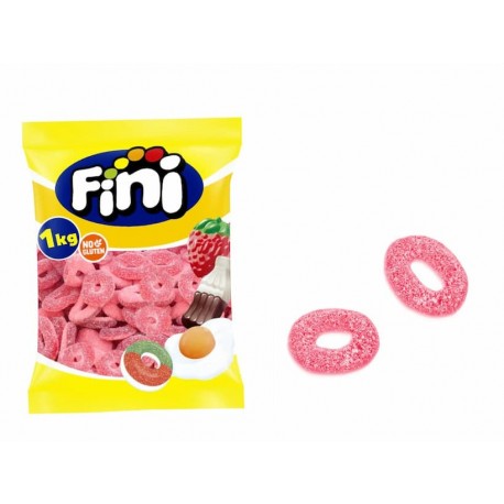 LOTE 2 KG. GOLOSINAS AROS FRESA FINI (2 BOLSAS DE 1KG.) SIN GLUTEN