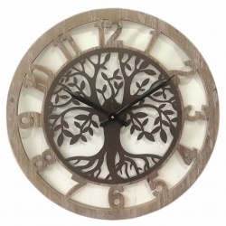 RELOJ PARED ÁRBOL DE LA VIDA MADERA 60X3X60 CM.