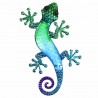 APLIQUE PARED LAGARTO AZUL Y VERDE METAL 22X13.5X1 CM.