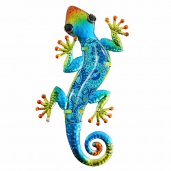 APLIQUE ADORNO PARED LAGARTO MULTICOLOR METAL 39X19X1 CM.