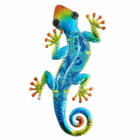 APLIQUE ADORNO PARED LAGARTO MULTICOLOR METAL 39X19X1 CM.