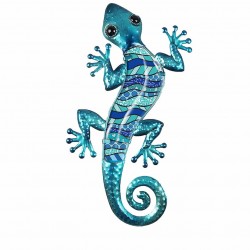 APLIQUE ADORNO PARED LAGARTO AZUL METAL 39X19X1 CM.