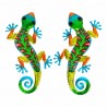 SET 2 APLIQUES PARED LAGARTO MULTICOLOR METAL 30X14X1 CM.