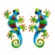 SET 2 APLIQUES PARED LAGARTO MULTICOLOR METAL 21X12X1 CM.