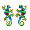 SET 2 APLIQUES PARED LAGARTO MULTICOLOR METAL 21X12X1 CM.