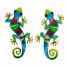 SET 2 APLIQUES PARED LAGARTO MULTICOLOR METAL 30X14X1 CM.