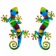 SET 2 APLIQUES PARED LAGARTO MULTICOLOR METAL 37.5X17X1 CM.