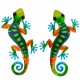 SET 2 APLIQUES PARED LAGARTO MULTICOLOR METAL 30X14X1 CM.