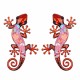 SET 2 APLIQUES PARED LAGARTO METAL Y CRISTAL MULTICOLOR 36X17X1 CM.