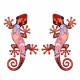 SET 2 APLIQUES PARED LAGARTO METAL Y CRISTAL MULTICOLOR 36X17X1 CM.