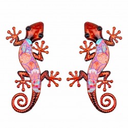 SET 2 APLIQUES PARED LAGARTO METAL Y CRISTAL MULTICOLOR 36X17X1 CM.