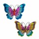 SET 2 ADORNOS PARED MARIPOSA VIDRIERA METAL Y CRISTAL 26X1.5X21 CM.
