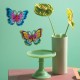 SET 2 ADORNOS PARED MARIPOSA VIDRIERA METAL Y CRISTAL 26X1.5X21 CM.