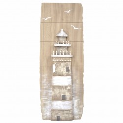 ADORNO PARED FARO CON GAVIOTAS MADERA 29X4X80 CM.