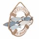 ADORNO PARED PECES MARINERO BIENVENIDO A BORDO WELCOME MADERA 40X3X29.5 CM.