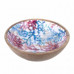 BOWL CUENCO REDONDO CORAL MADERA CENTROS DE MESA 20X20X7 CM.