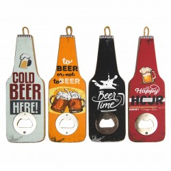 SET 4 ABRIDORES DE BOTELLAS CERVEZAS MADERA 20X7X0.90 CM.
