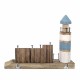 PERCHA FARO CON CASAS 3 POMOS MADERA 28.50X8.5X22 CM.