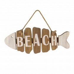 ADORNO COLGANTE PEZ PLAYA BEACH MADERA 39.5X2.50X16 CM.